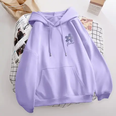 多巴胺秋季穿搭连帽卫衣女秋季新款女装2023年春秋宽松带帽上衣服图片