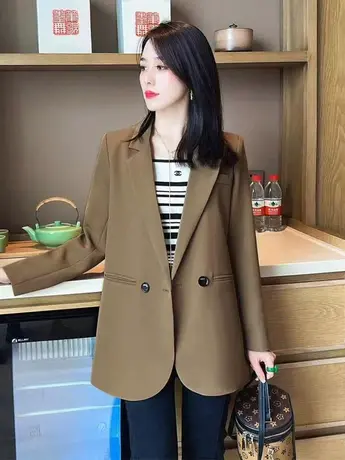 女士西装外套百搭2023秋季新款时尚小西装外套设计感开衩气质西服商品大图