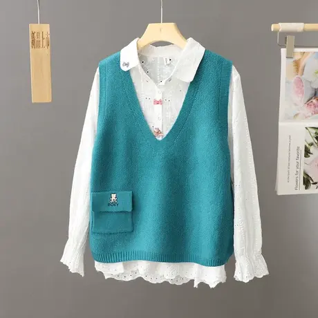 针织马甲女士秋冬季2024年新款宽松毛衣背心马夹外搭无袖坎肩上衣图片