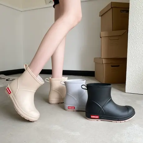 成人雨鞋女夏中筒水鞋雨靴时尚款外穿防水鞋日系胶鞋轻便防滑漂亮图片