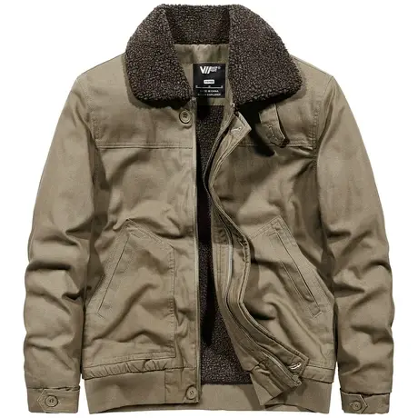 VIP冬季工装棉服男翻领仿羊羔绒外套复古加绒加厚棉衣保暖棉袄潮商品大图