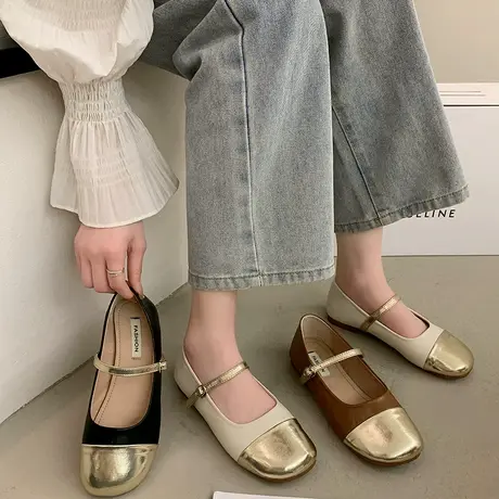 小香风法式复古玛丽珍鞋女2024春季新款平底晚晚风温柔软底单鞋子商品大图