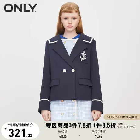 ONLY奥莱夏季复古海军风撞色宽松显瘦西装外套女商品大图