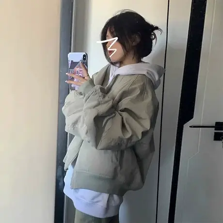 早秋设计感夹克外套女春秋薄款美式复古慵懒休闲百搭棒球服小个子图片