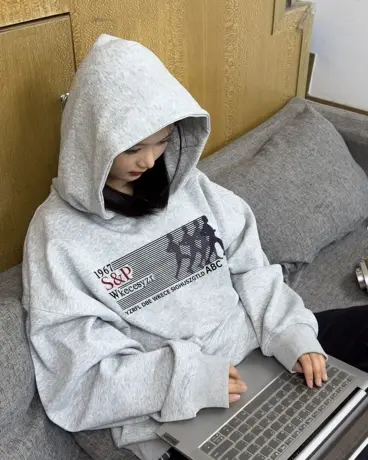灰色高级感连帽卫衣女春秋薄款小众设计感美式复古宽松休闲外套潮图片
