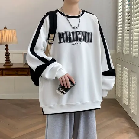 假两件卫衣男潮牌个性青年潮流长袖T恤2024春秋休闲印花字母上衣商品大图