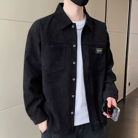 灯芯绒衬衫式外套男春秋季宽松夹克上衣日系复古休闲潮牌长袖衬衣图片
