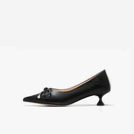 Nine West/玖熙2023年春夏新款单鞋女尖头蝴蝶结小猫跟中跟女鞋图片