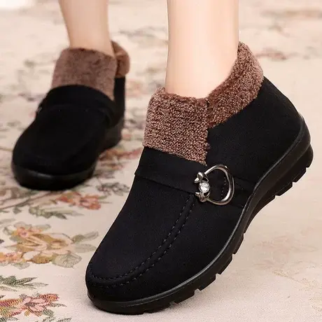 冬季新款老北京布鞋女棉鞋平底中老年妈妈防滑保暖舒适加绒奶奶鞋商品大图