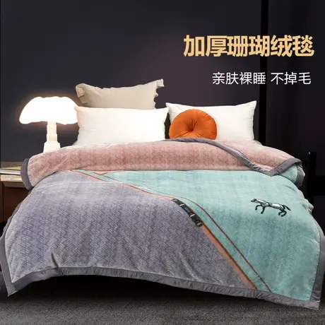 恒源祥毛毯春秋双层加厚单双人学生宿舍铺床盖毯冬季珊瑚绒毯子图片