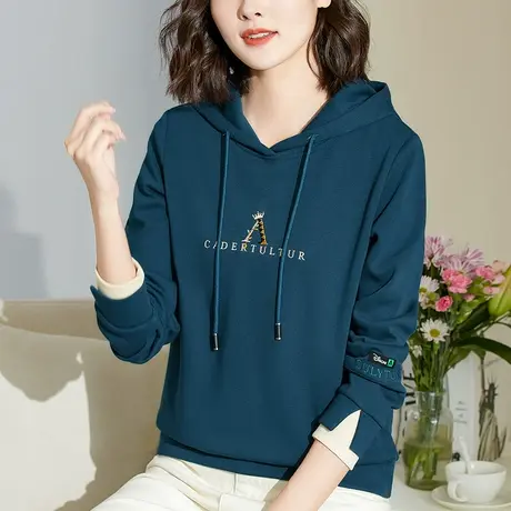 休闲连帽卫衣女春秋今年流行的春装新款刺绣宽松长袖上衣薄款外套商品大图