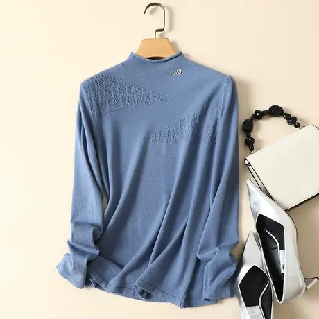 清仓！半高领毛衣套头打底衫女春装新款内搭宽松百搭洋气针织衫女商品大图