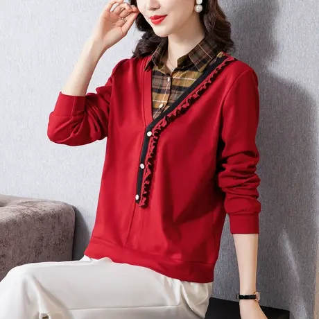 假两件上衣打底衫女春秋款长袖t恤2023年新款早秋季内搭洋气法式图片