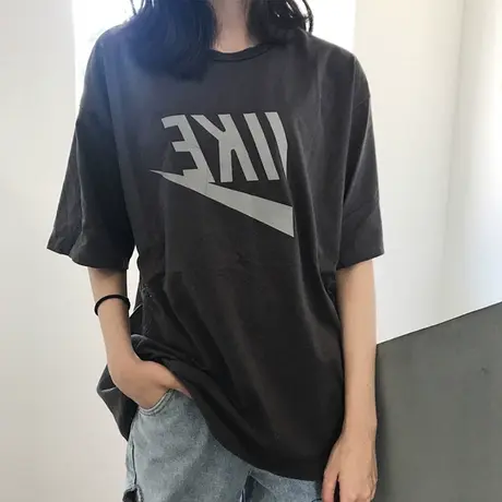 短袖2023年新款女t恤ins潮网红中性衣服港风帅气女装休闲上衣洋气商品大图