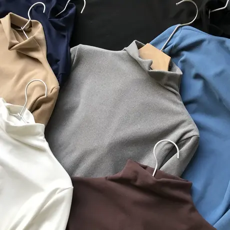 2021年大码半高领德绒打底衫女秋冬洋气内搭保暖轻熟修身上衣chic图片