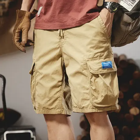 薄款夏季休闲短裤宽松男士工装五分裤百搭潮流纯色男士工装五分裤商品大图