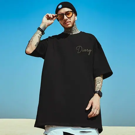 oversize短袖胖人加肥加大宽松T恤简约纯棉大码夏季胖子男款半袖商品大图