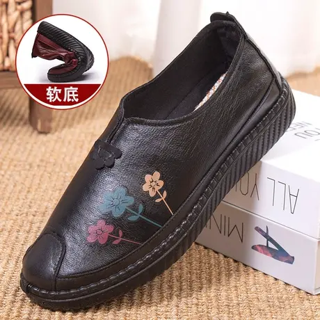 奶奶鞋老北京布鞋官方旗舰店女皮面软底老太太妈妈鞋子中老年舒适商品大图