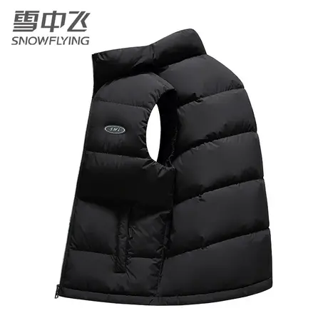 雪中飞羽绒马甲男款2023年秋季新款加绒加厚外穿青年潮流背心立领图片