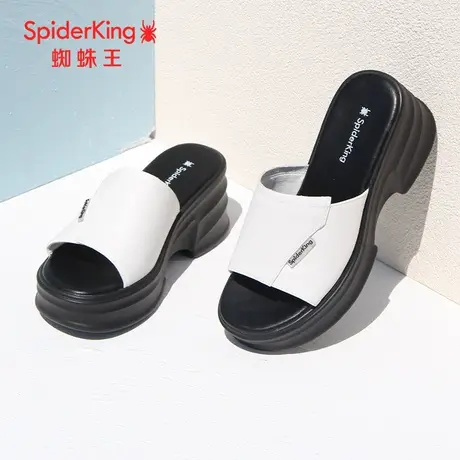SPIDER KING/蜘蛛王拖鞋女外穿真皮2023夏季商场同款一字拖鞋厚底商品大图