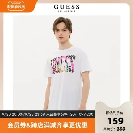GUESS新男士多彩印花宽松休闲圆领短袖正肩T恤上衣-M2GI73K9RM1商品大图