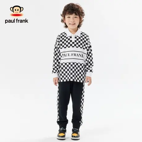 大嘴猴童装儿童POLO衫春秋套装男童格子2023新款中大童潮流两件套商品大图