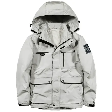 VIP秋冬季棉衣男中长款宽松运动夹克大码机能工装外套连帽风衣潮商品大图