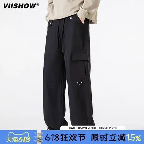 VIISHOW美式扎染直筒休闲裤男2025春季情侣宽松休闲百搭阔腿长裤商品大图