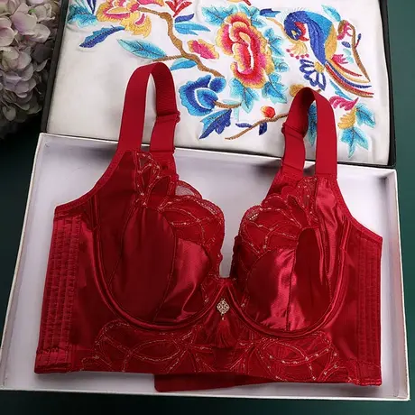 美容院薄款软钢圈调整型文胸聚拢收副乳内衣女大胸矫正防下垂胸罩商品大图