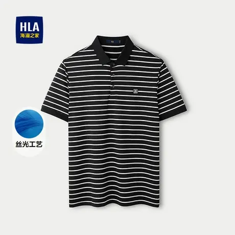 海澜之家艺术家联名透气短袖丝光棉POLO衫25夏季条纹上衣男送爸爸图片