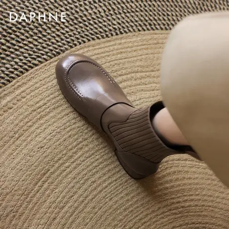 达芙妮短靴女秋冬针织袜靴弹力靴子切尔西马丁靴乐福鞋袜子瘦瘦靴图片