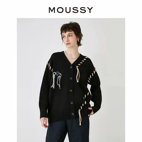 【明星同款】MOUSSY 新品非正式学院风针织开衫外套028HS970-0241商品大图
