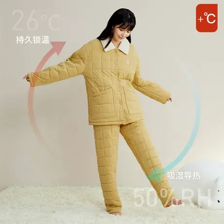 秋鹿【清仓仅剩小码】三层夹棉冬天睡衣女高级感简约家居服秋冬商品大图