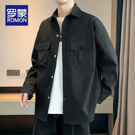 罗蒙男士夹克外套2025新款翻领潮流时尚百搭帅气防风茄克上衣服男商品大图