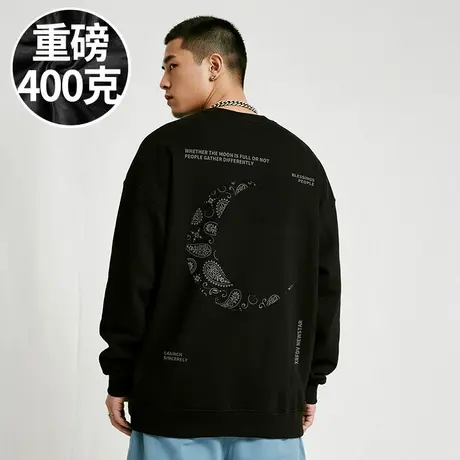 【胖子男装】300斤大码男装潮男美式潮牌加肥加大码圆领卫衣秋季商品大图