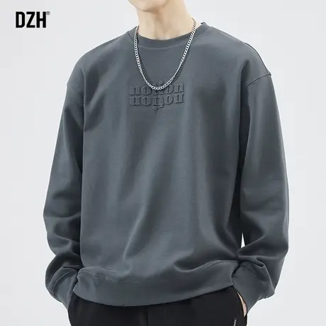 男生美式卫衣男圆领秋季潮牌长袖上衣男款百搭2023新款灰色打底衫商品大图