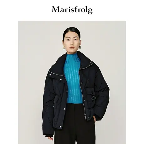 【截短羽绒服】玛丝菲尔羽绒服冬季新款黑色短款白鹅绒羽绒服商品大图