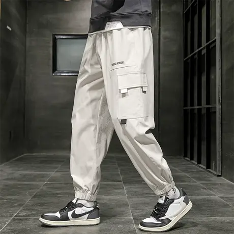日系工装裤子男夏季薄款宽松大码束脚九分裤男生潮牌百搭休闲长裤商品大图
