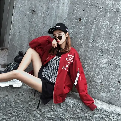 外套女春秋新品宽松薄款港风棒球服ulzzang情侣款原宿学生夹克潮图片