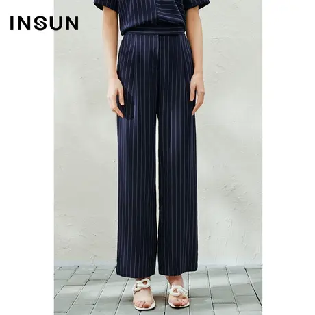 INSUN恩裳线上专选夏季冰丝直筒透气休闲裤图片