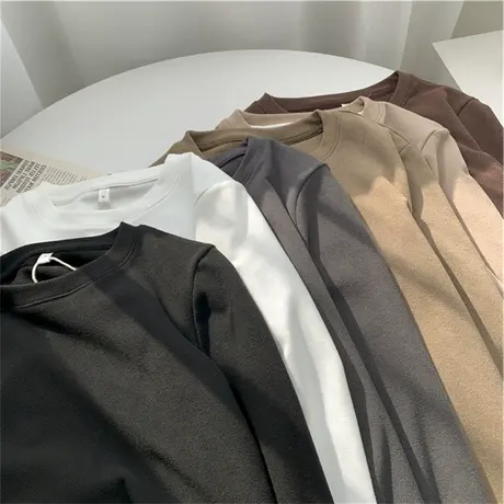 内搭叠穿基础款上衣加绒保暖长袖t恤加厚保暖德绒白打底衫女秋冬商品大图