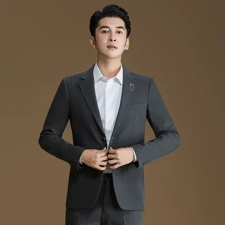 POWO单西服男士修身韩版伴郎礼服春秋新郎商务休闲正装西装外套商品大图