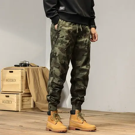 百搭迷彩工装裤男士裤子男款夏季大码水洗裤子迷彩束脚裤休闲裤商品大图