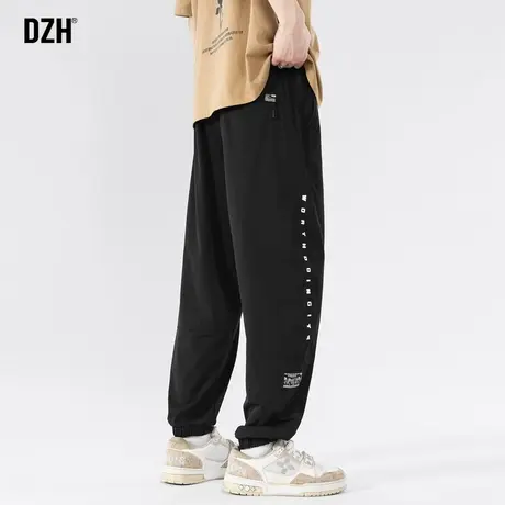 男士黑色冰丝裤男款夏季薄款速干束脚裤子2023新款休闲裤百搭男裤商品大图