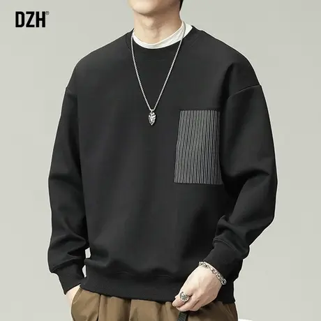 男士美式重磅卫衣男秋季圆领潮牌宽松无帽上衣男款长袖衣服体恤衫商品大图