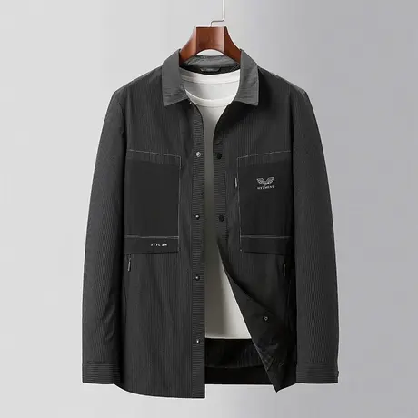 秋季新款男士夹克时尚翻领潮流外套休闲百搭春秋款工装衬衫款男装商品大图