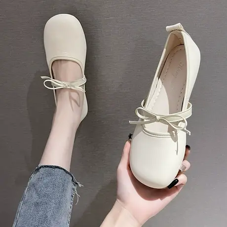 仙女风温柔单鞋女夏2023新款平底百搭配裙子晚晚鞋一脚蹬豆豆鞋秋商品大图