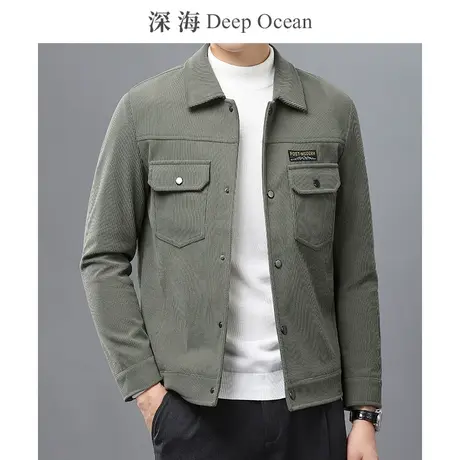 深海灯芯绒外套男冬季休闲外穿韩版潮流厚款保暖青年男士夹克男装商品大图