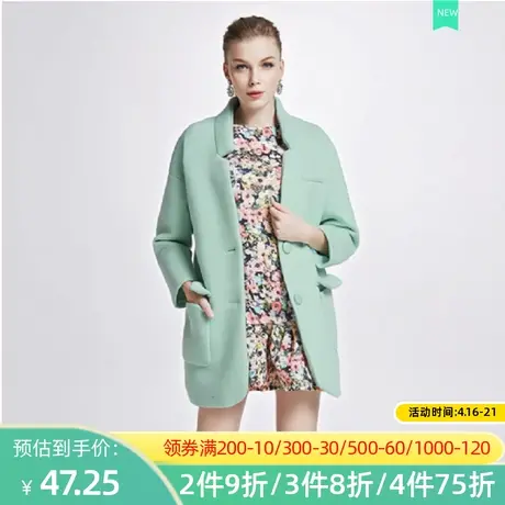 秋水伊人2020冬季新品女装连肩袖毛呢大衣外套中长款立领复古F065图片