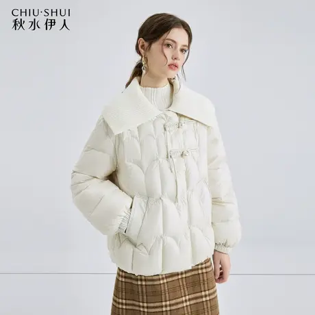 秋水伊人优雅新中式短款羽绒服2023年冬季新款女国风翻领保暖外套商品大图